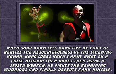 Mortal Kombat 3: Kano Finishing Moves 