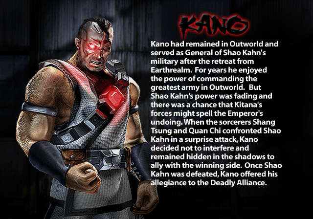 Qual o poder de Kano em Mortal Kombat?